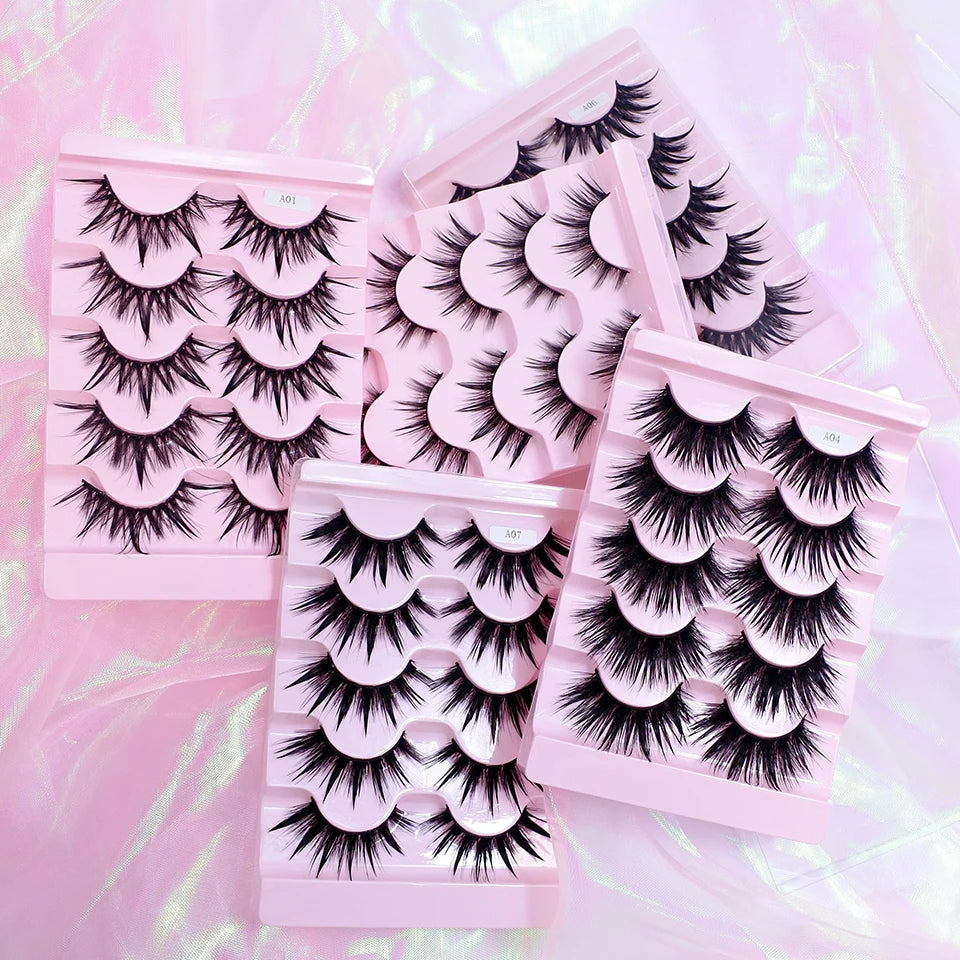 RED SIREN Eyelashes Makeup 5 Pairs Soft Natural Mink Lashes Korean Fashion Manga Lashes