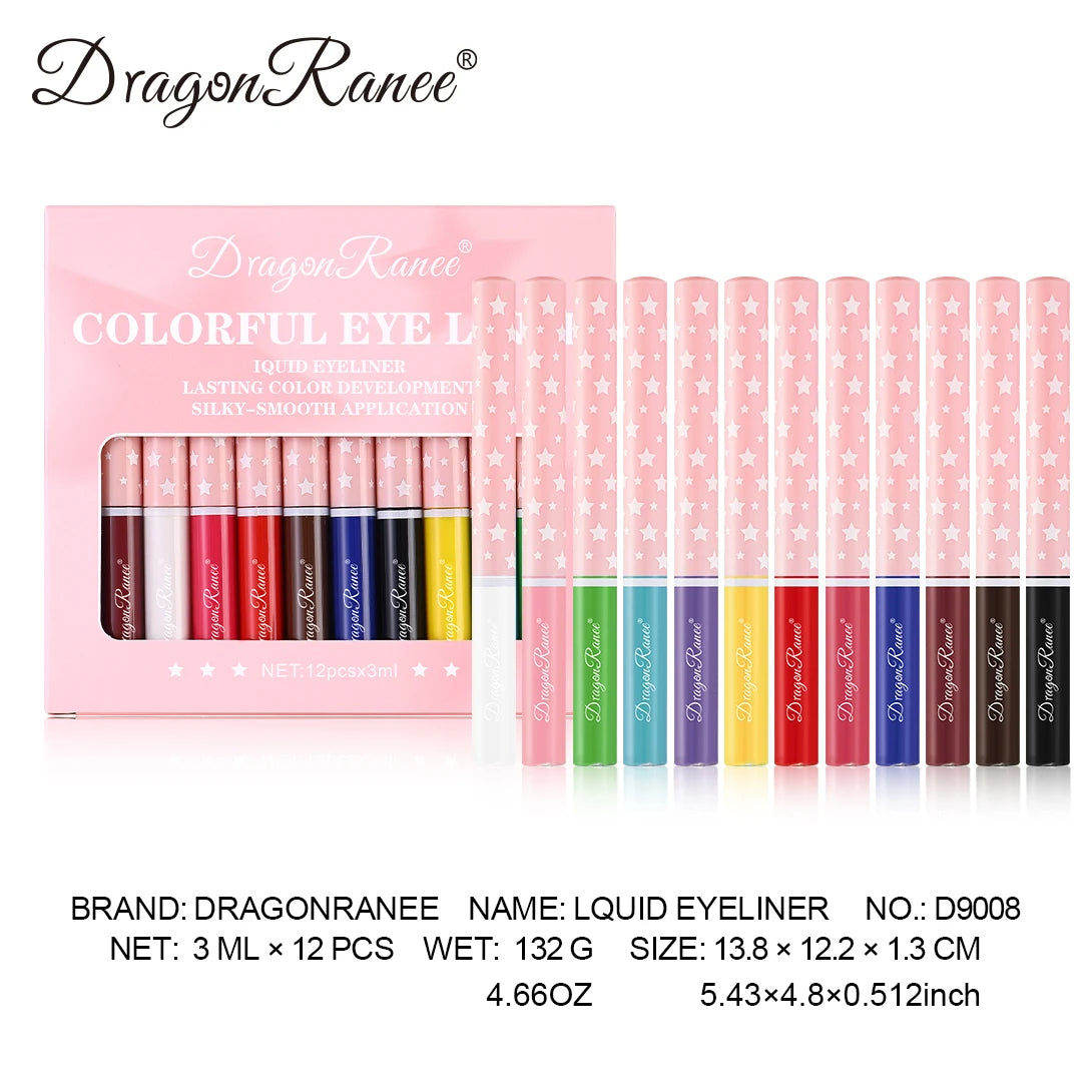 12Pcs/Set Eyeliner Pen Set, Quick-Drying, Smooth, Non-Smudging, Ultra-Fine, Long-Lasting, Non-Fading, Precise Application, Holiday Party Eyeshadow Pen Set