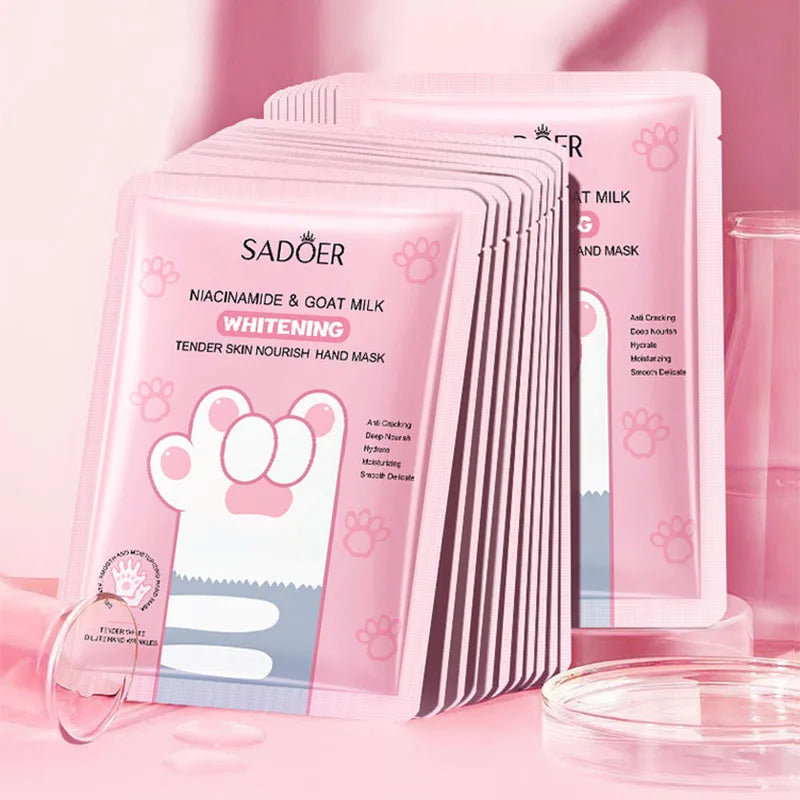 5 Pairs Goat Milk Nourishing Hand Mask Moisturizing Firming Brightening Hydrating Hand Gloves for Hands Skin Care Products
