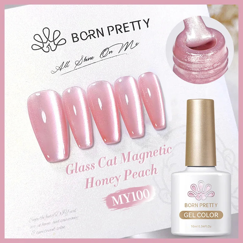 BORN PRETTY 10ml Rose Gold Cat Magnetic Gel Polish Pink Orange Soak Off UV LED Varnis Semi Permanent for Nail Art Design at Home