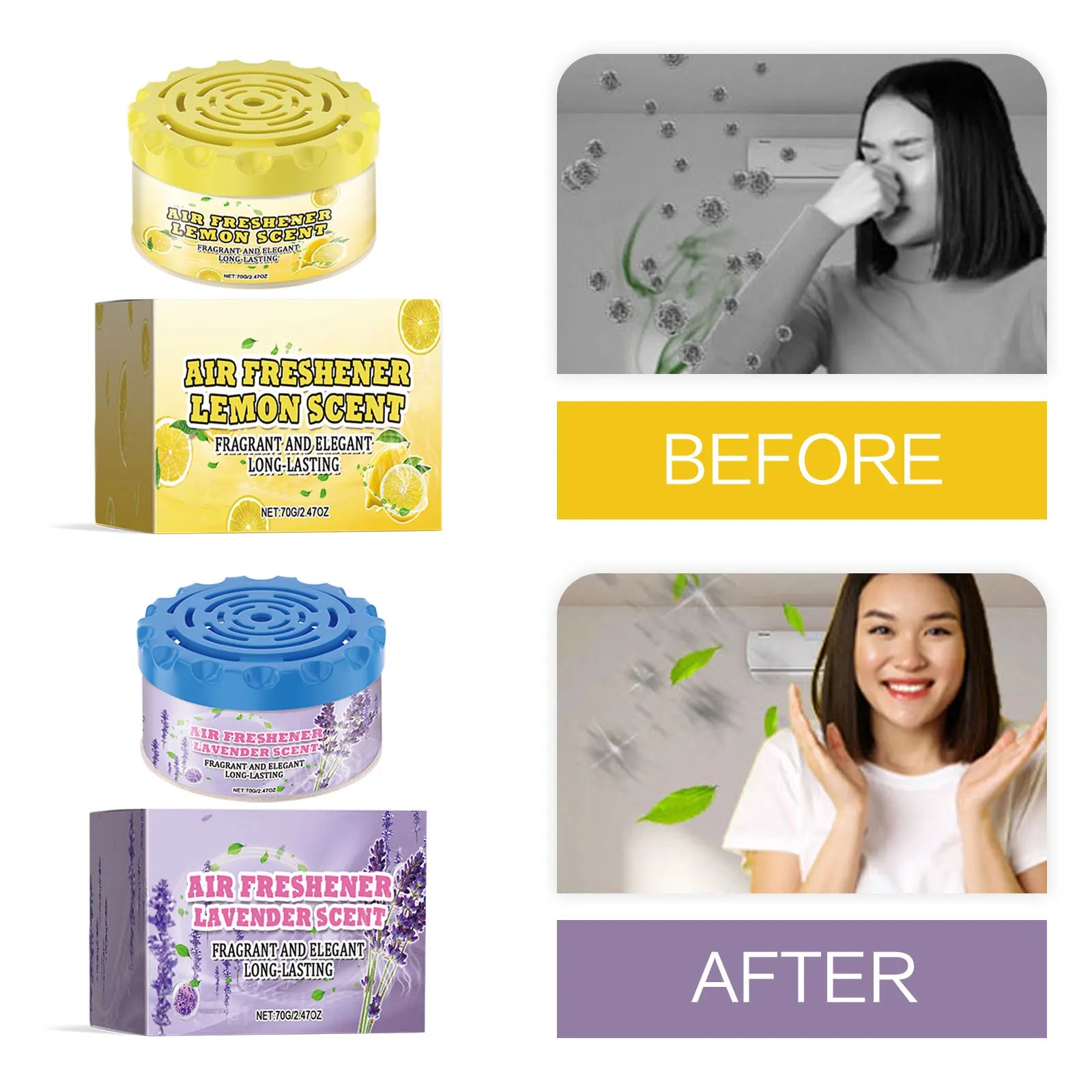 70g Home Room Air Freshener Deodorant Fragrance for Bedroom Wardrobe Auto Aromatherapy Gel Liquid for Bathroom Deodorization
