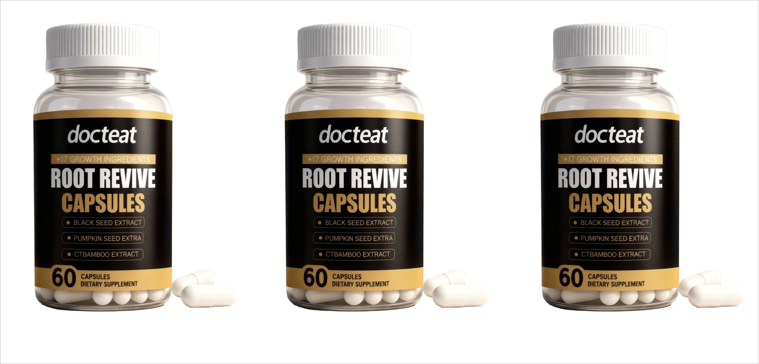 Root Revive Hair Wellness Capsules with Biotin Black Seed Pumpkin Seed Bamboo Supports Healthy Looking Hair Scalp 60 Capsules