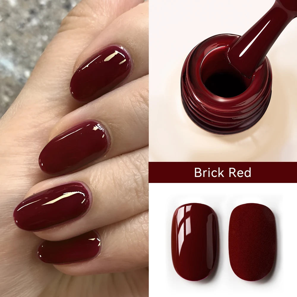 MAYCHAO Cherry Red Gel Nail Polish 12ml Glossy Semi Permanent Soak Off UV LED Frosted Gel Nails Base Painting Varnish