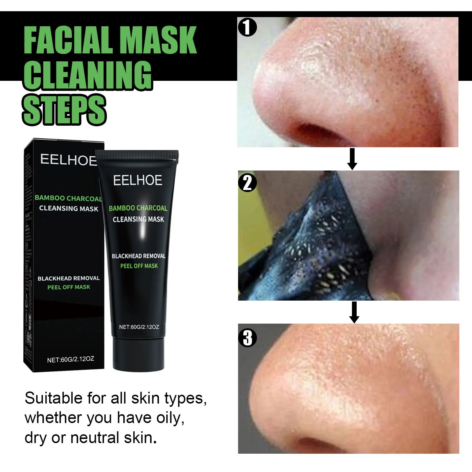 Bamboo Charcoal Tear-off Mask Blackhead Remover Deep Cleanig Purifying Shrink Pores Cream Exfoliator Peel Mud Mask Skin Care
