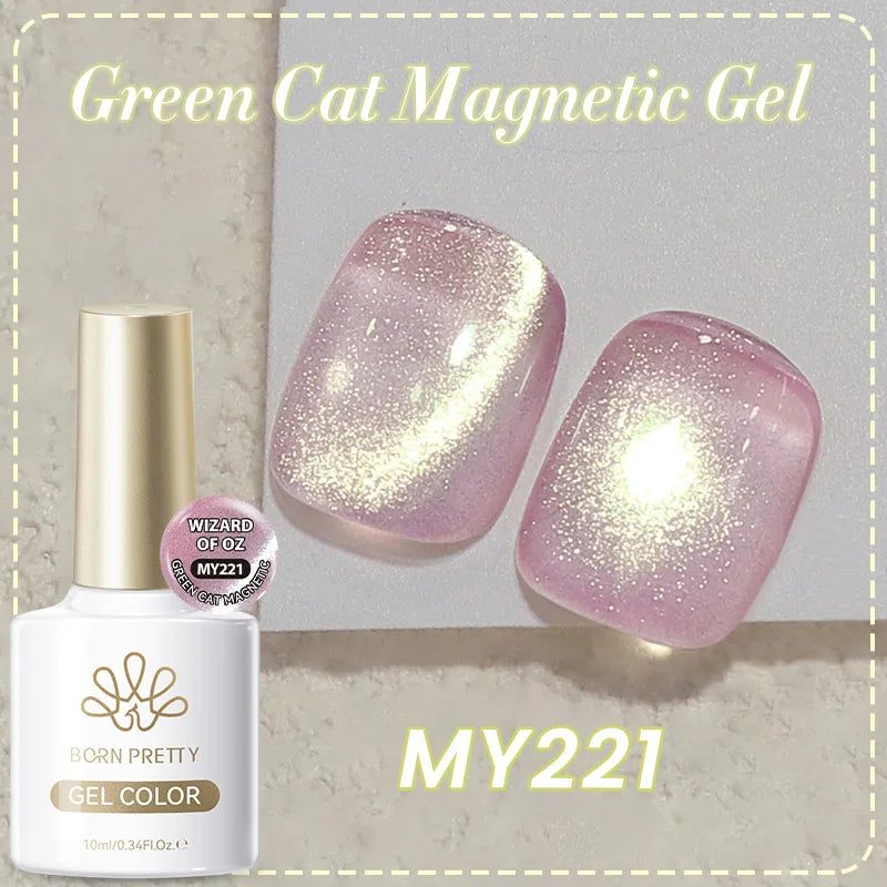 BORN PRETTY 10ml Autumn Gold Pink Glitter Cat Magnetic Gel Nail Polish Jelly Pink Semi Permanent Soak Off UV LED Varnish