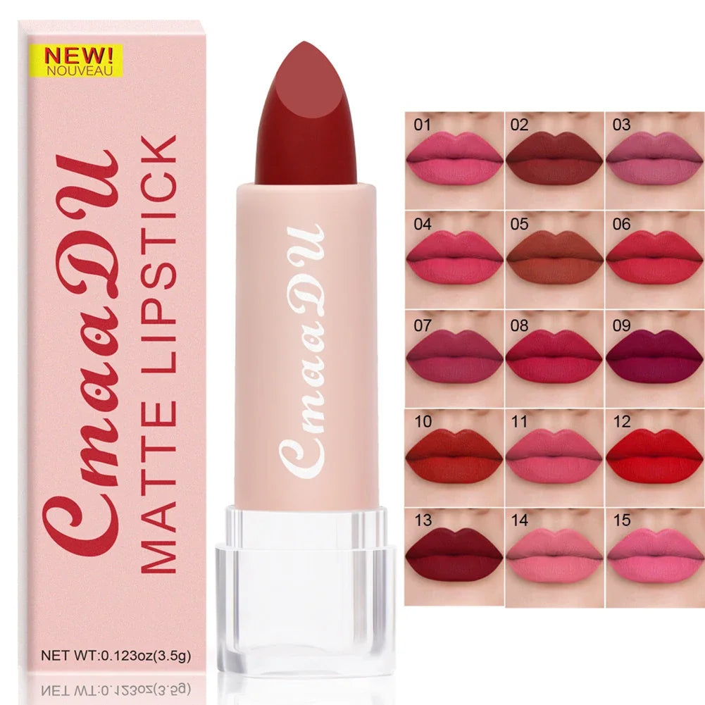 Matte Lipstick Bean Paste Pink Color Lips Makeup Waterproof Long Lasting Cosmetic Moisturizer Lip Stick 15 Color Daily Make Up