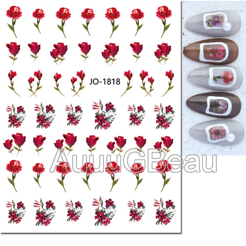 3d Nail Art Decals Geometric Lines Daisy Sunflowers Letters Adhesive Sliders Nail Stickers Decoration For Manicure
