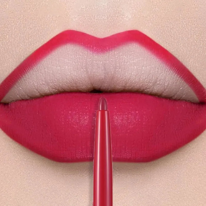 12 Colors Lip Liner Lipstick Pen Long-Lasting Waterproof Sweatproof Lip Contouring Pen Matte Velvet Non-fading Color Lips Makeup