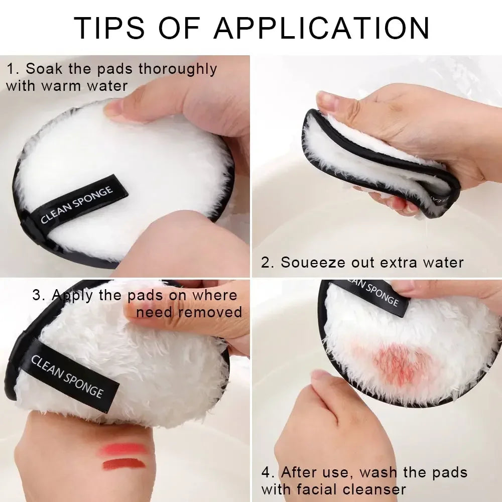 1/3pcs Reusable Discs Makeup Remover Wipe Cotton Pads Microfiber Makeup Face Towel Cloth Washable Sponge Skin Care Cleaning Puff