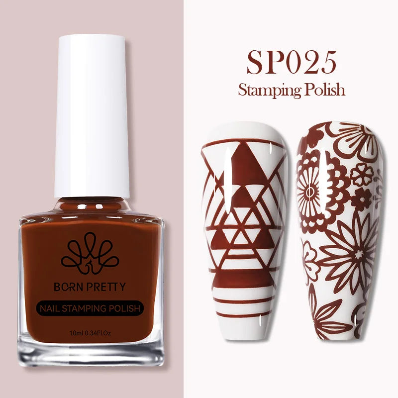 BORN PRETTY 10ml 25 Colors Nail Stamping Polish Nail Art Varnish with Peel Off Nail Latex Black White Colorful Stamp Polish