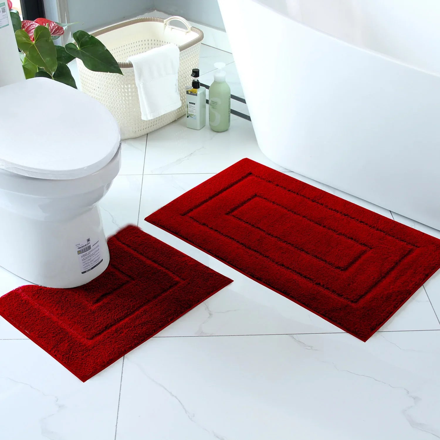 Plush bathroom floor mat with back shaped design, anti slip foot mat, bathtub absorbent mat, entrance door mat, bathroom small c
