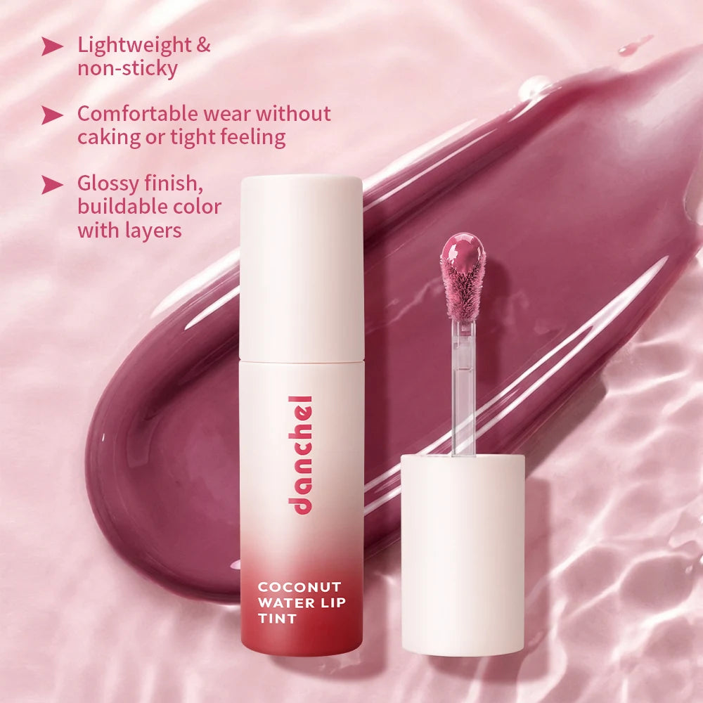 Coconut Water Lip Tint Long-lasting Hydration Flawless Full Color Glossy Finish Non-Sticky Waterproof Smudge-Resistant Lip Tint