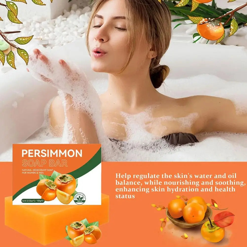 Persimmon Cleansing Soap Bar 100g/200g Body Care Face Wash Exfoliating Soap Fruit Handmade Shower Soap
