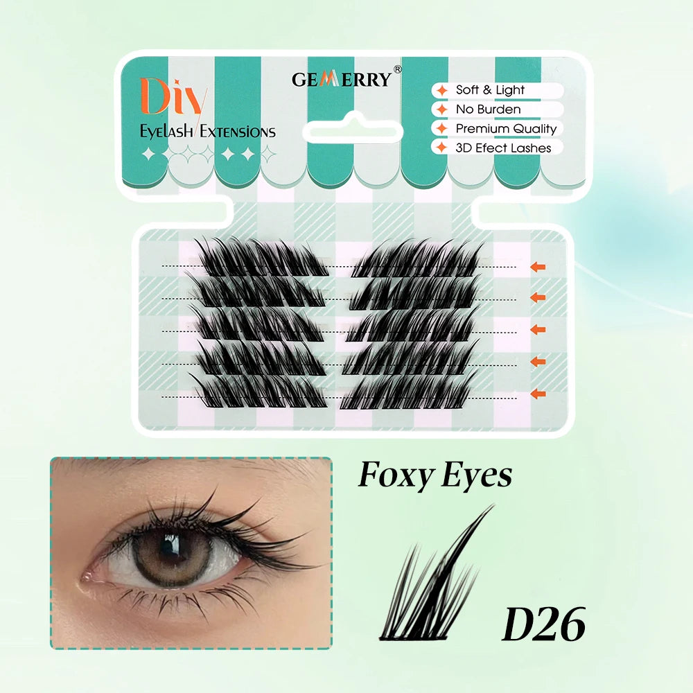Gemerry 280 Cluster DIY Eyelashes 10D/20D 30D/40D Premade Volume Fan Lash Extension Individual Faux Mink Heat Bonded Lashes Soft