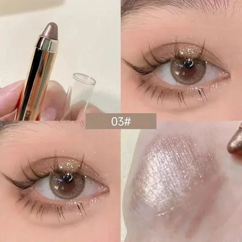 Double-ended Glitter Eye Shadow Stick Waterproof Pearlescent Champagne Gold Eyeshadow Pallete Pen Shimmer Cosmetics Makeup Tool
