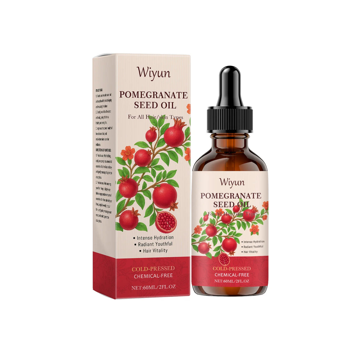 Pomegranate Seed Oil for Hair Skin Care Nourishing Scalp Increase Skin Elasticity Reduce Dryness Smoothing Cold-Pressed Body Oil