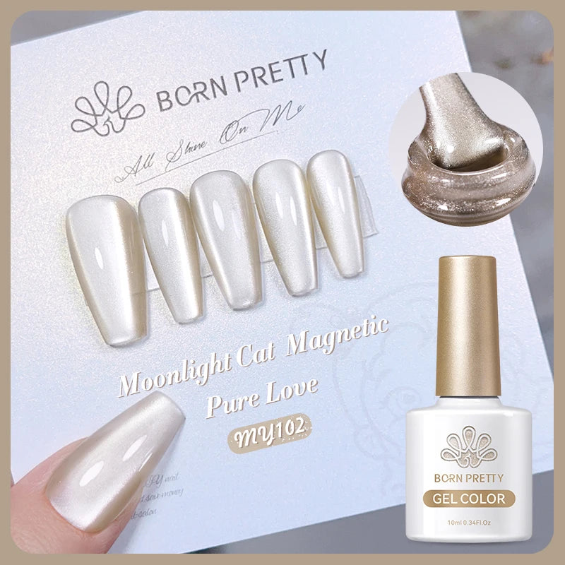 BORN PRETTY 10ml Rose Gold Cat Magnetic Gel Polish Pink Orange Soak Off UV LED Varnis Semi Permanent for Nail Art Design at Home