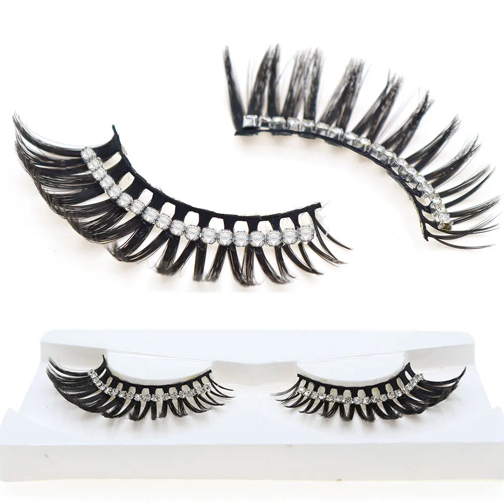 HBZGTLAD White Eyelashes Cosplay Makeup Natural Long Cross Strip False Eye Lashes