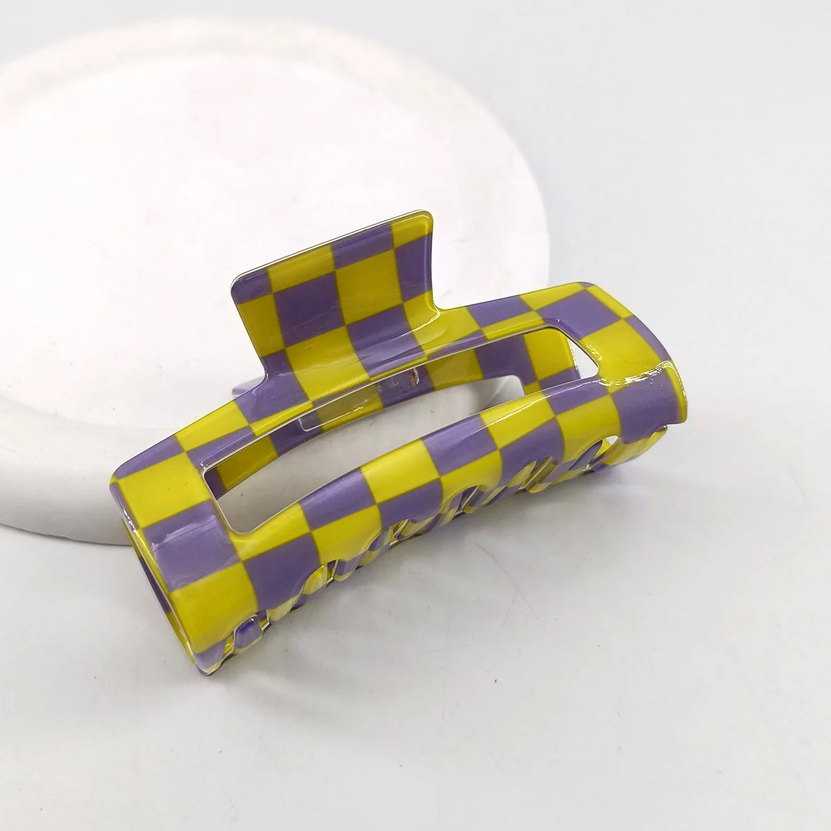 1/6 PCS Colorful Checkered Rectangle Hair Claw Clips For Women Girls Fashion Hair Clips For Styling Claw Clamps Hair Accessories