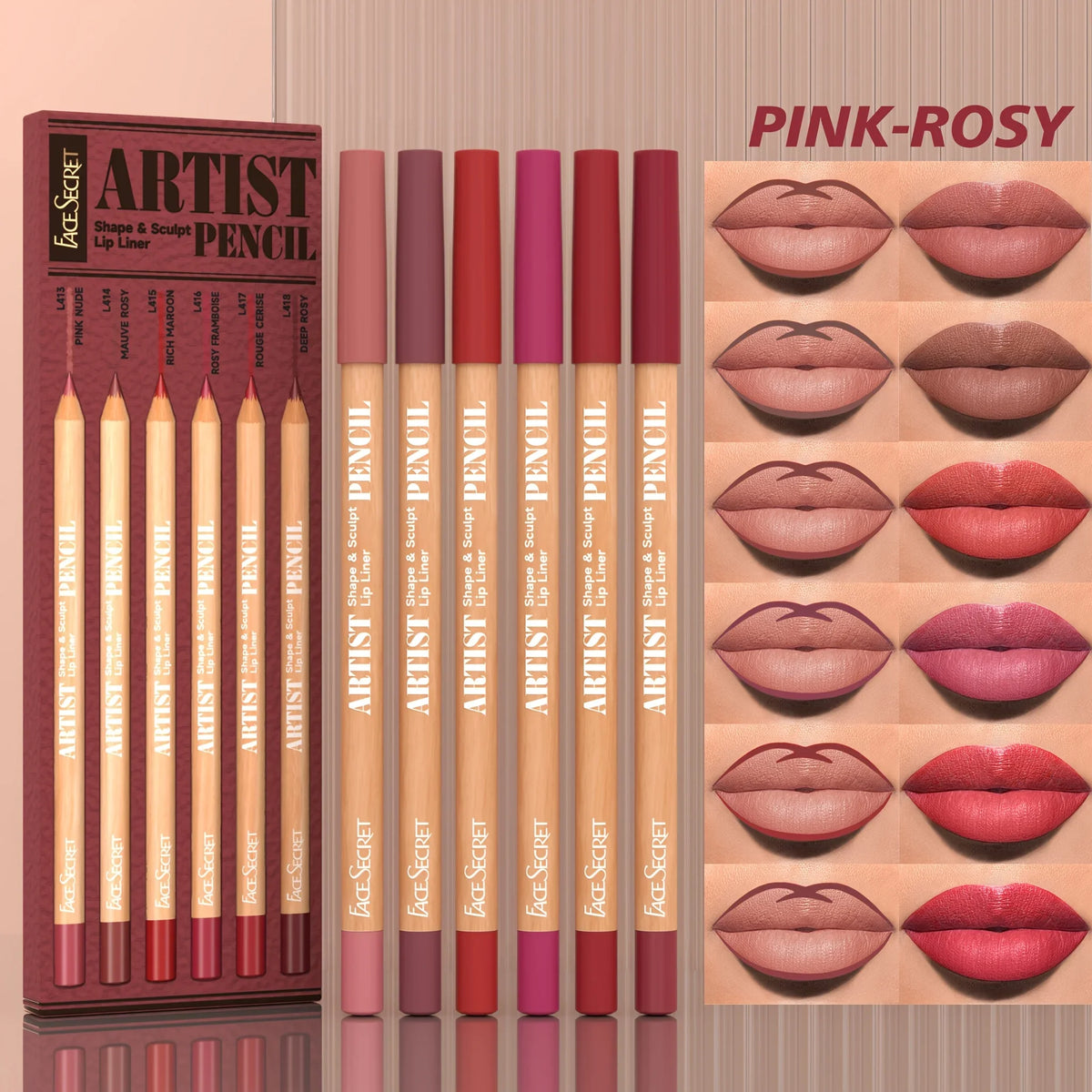 6pcs Long-Lasting Velvet Matte Lip Liner Pencils Set | Non-Drying & Filling Lips | Versatile Shades for All Light Beige Types