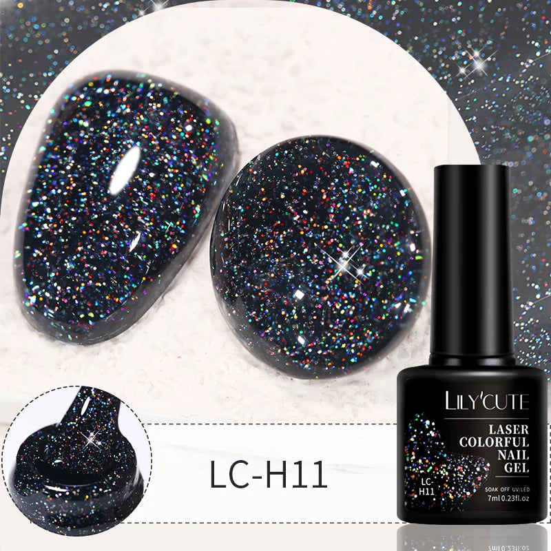 LILYCUTE 7ml 9D Black Crystal Cat Magnetic Gel Nail Polish Laser Silver Glitter Semi Permanent Manicure For Nail Art Gel Varnish
