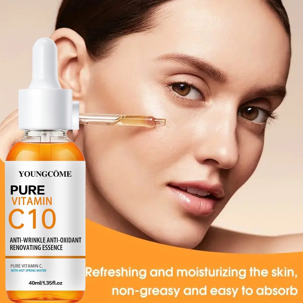 Vitamin C10 Whitening Serum Remove Freckles Dark Spots Face Essence Fade Melasma Melanin Brighten Repair Dull Skin Care