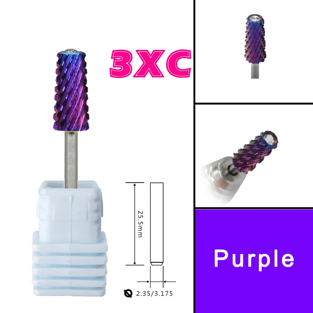RolinStar 6.6 Safety Large Diamond Crystal Trapezium Tapered Barrel purple  steel Carbide milling cutter nail drill bit