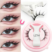 New 1 Pair Magnetic Eyelashes Handmade 3D Fluffy Faux Mink Lashes Reusable Natural False Eyelashes Magnetic Tweezers Makeup Set