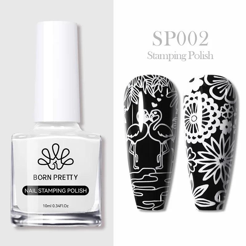 BORN PRETTY 10ml 25 Colors Nail Stamping Polish Nail Art Varnish with Peel Off Nail Latex Black White Colorful Stamp Polish