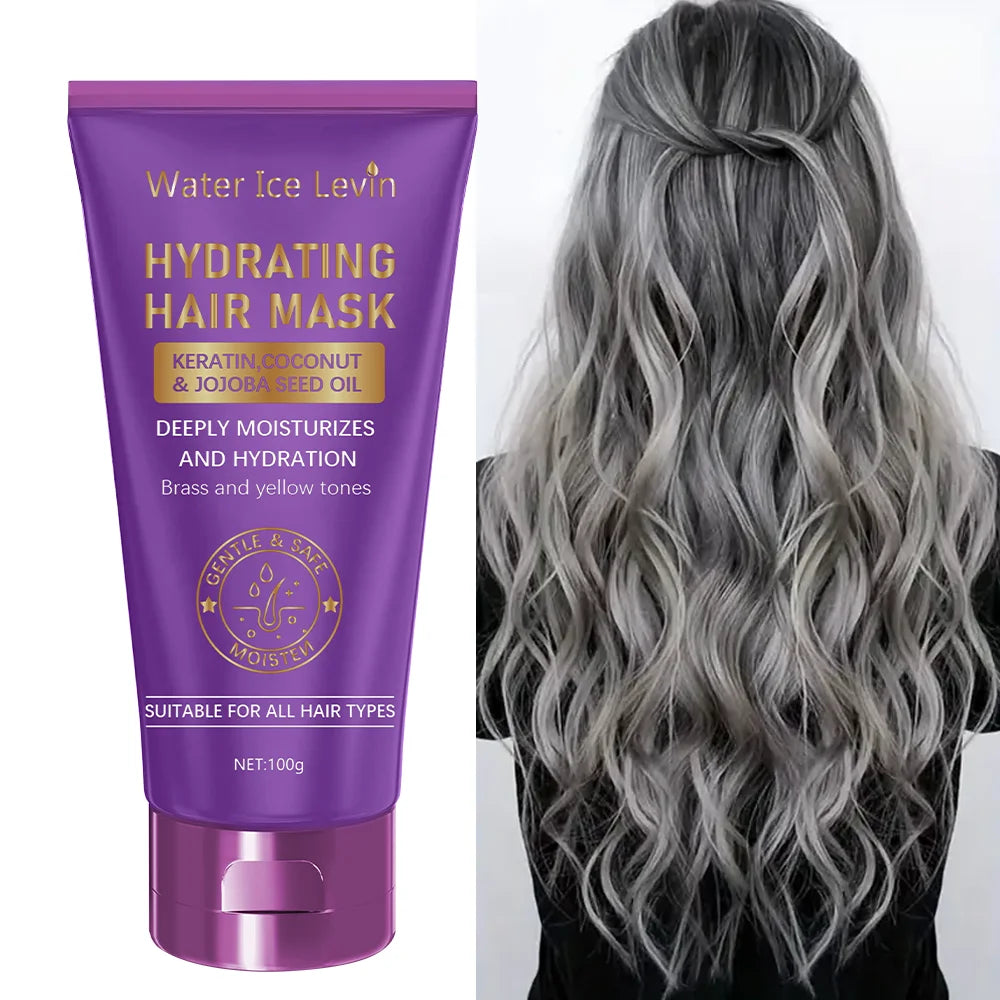 Keratin Purple Hair Mask - Purple Blue Protein Deep Conditioning Treatment - Hair Lotion, Suitable for Dry and Damaged Copper-Colored Hair Such as Blonde, Platinum, Silver, Gray, or Brown