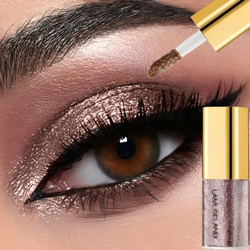 Pearly Liquid Eyeshadow Natural Smokey Silver Shimmer Glitter Diamond Eye Shadow for Eyelid Waterproof Beauty Highlighter Makeup