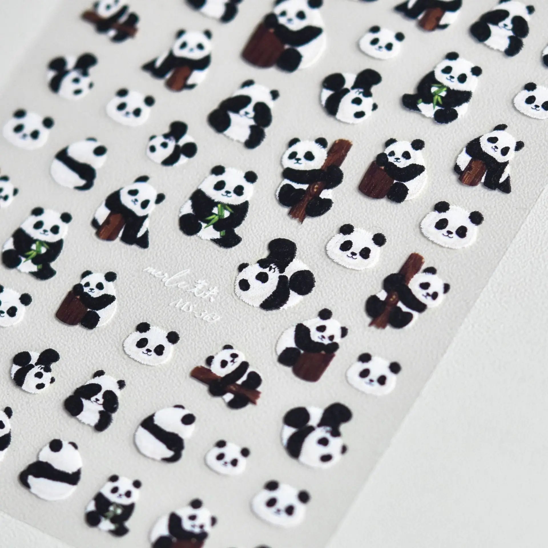 1pcs 5D Embossed Chinese Bamboo Panda Design Nail Art Kawaii Stickers Self-adhesive Transfer Nail Decorations Slider Decals DIY