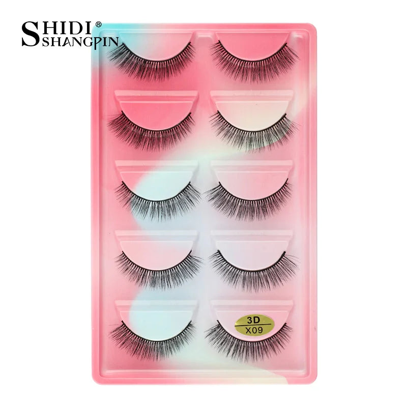 3D Faux Mink Lashes X05 Fluffy Wispy False Eyelashes 5Pairs Reusable Soft Volume Eyelashes Natural Look for Daily & Party Makeup
