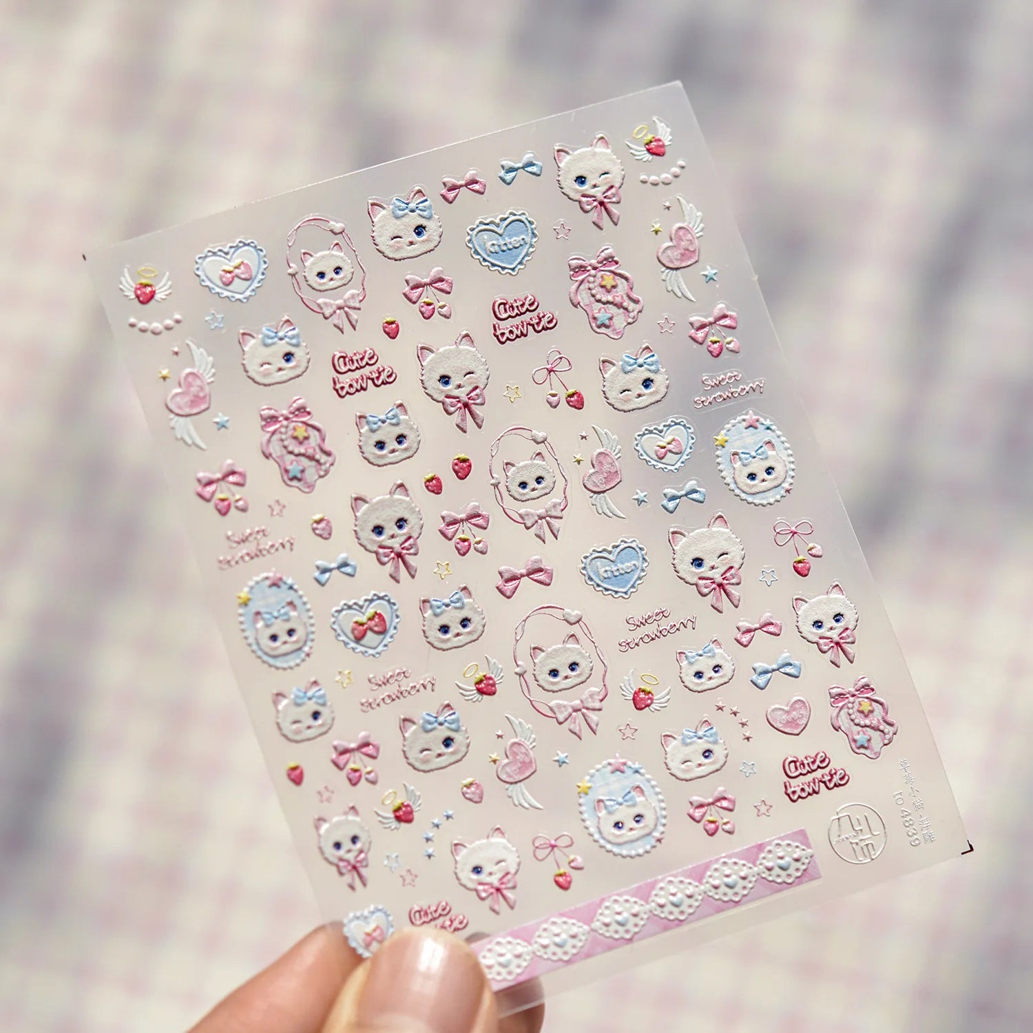 1pcs Japanese Cute Graffiti Lines Nail Art Stickers 5D Embossed Butterfly Rabbit Nail Art Accessory Stickers Self Adhesive Decal