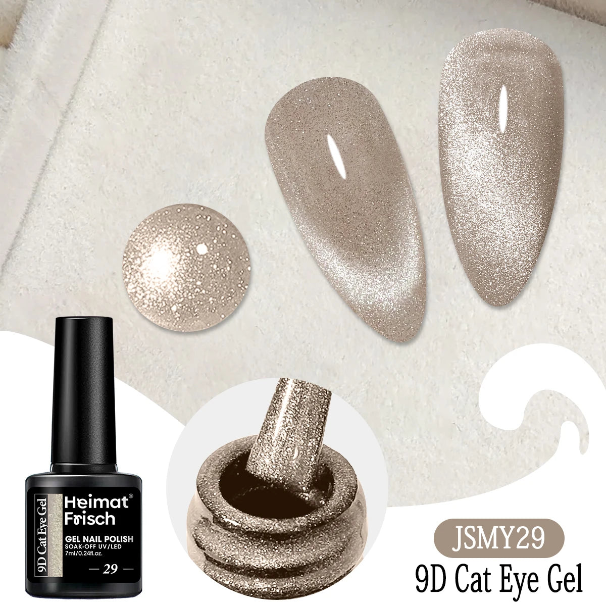 Heimat Frisch Single 0.24oz Crystal Cat Eye Gel Nail Polish - Holographic Glitter, Translucent and Magnetic Effect, Long-Lasting