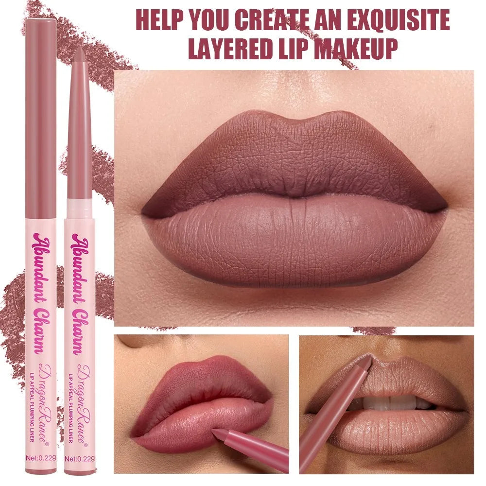 Long-Lasting Waterproof Matte Nude Lip Liner Lisptick Pen High Pigmentation Retractable Smooth Application Makeup Cosmetics