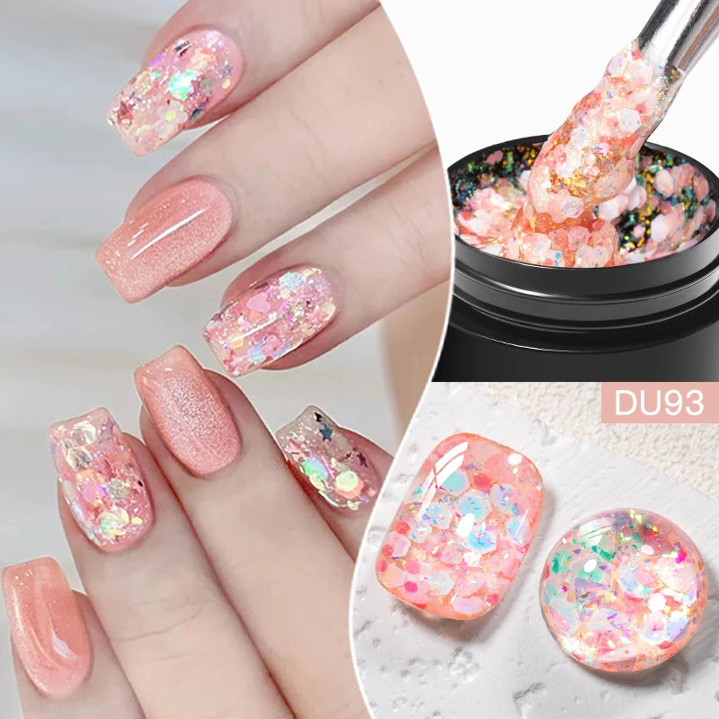 8ML Glitter Gel Nail Polish Shining Mineral Sequins Soak Off UV LED Nail Gel Semi Permanent Nail Art Supplies for Manicure