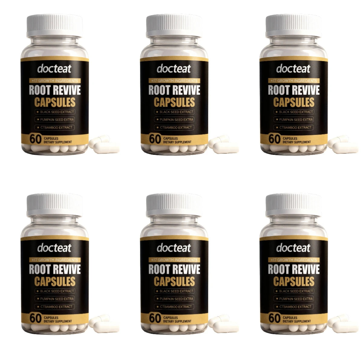 Root Revive Hair Wellness Capsules with Biotin Black Seed Pumpkin Seed Bamboo Supports Healthy Looking Hair Scalp 60 Capsules