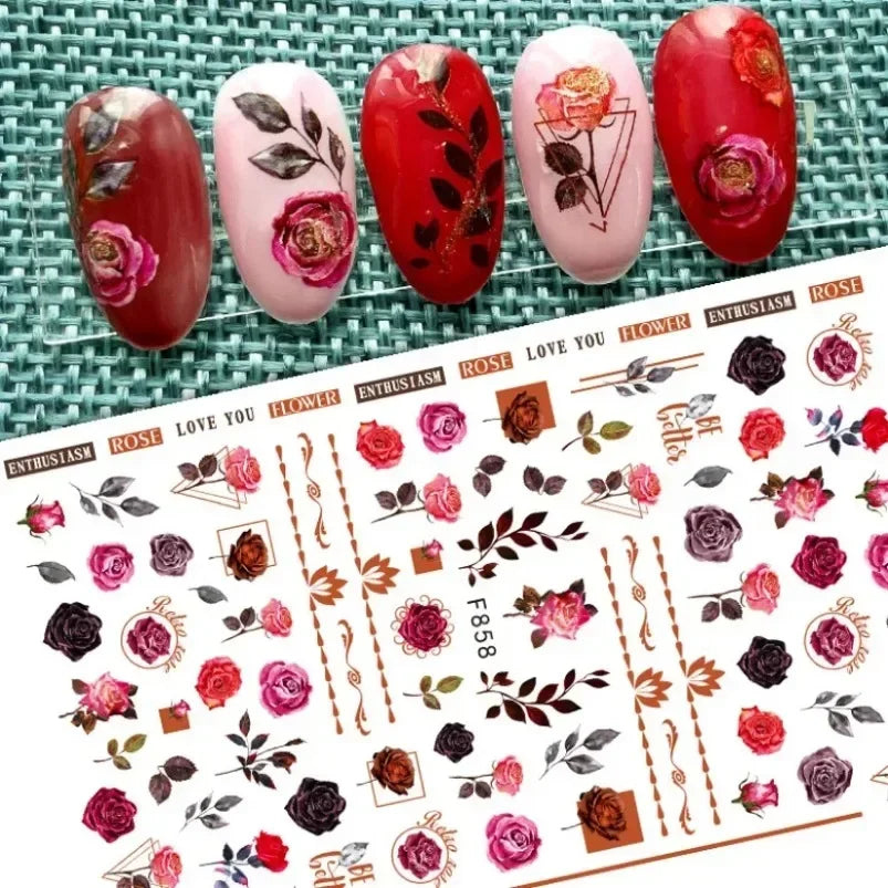 Cherry Blossom 3D Nail Stickers White Flower Petals Nail Art Decals Elegant Wedding Design Spring Sakura Manicure Slider Decor