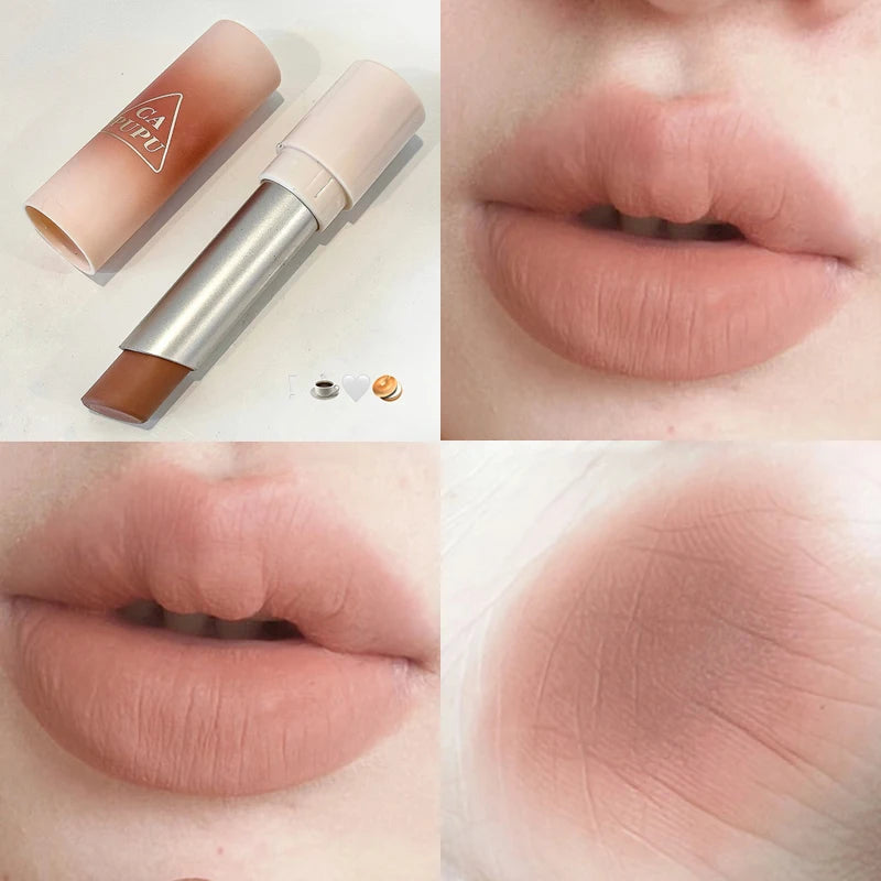 Waterproof Velvet Lipstick Easy To Wear Long-lasting Lipstick Matte Nude Coffee Lip Glaze Non-stick Cup Makeup Lip Tint Cosmetic