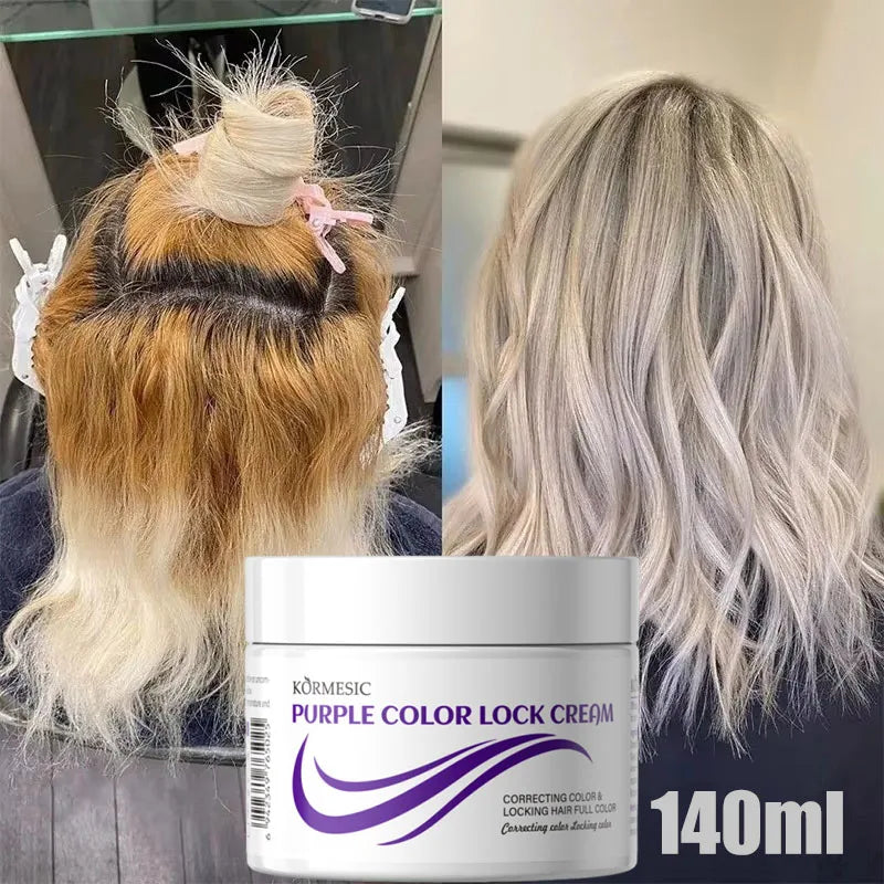 Color Fixing Purple Cream Lock Color Cover Gray Hair Fade Yellow After Bleach Hair Dye Long Lasting Non-irritating Nourish Care