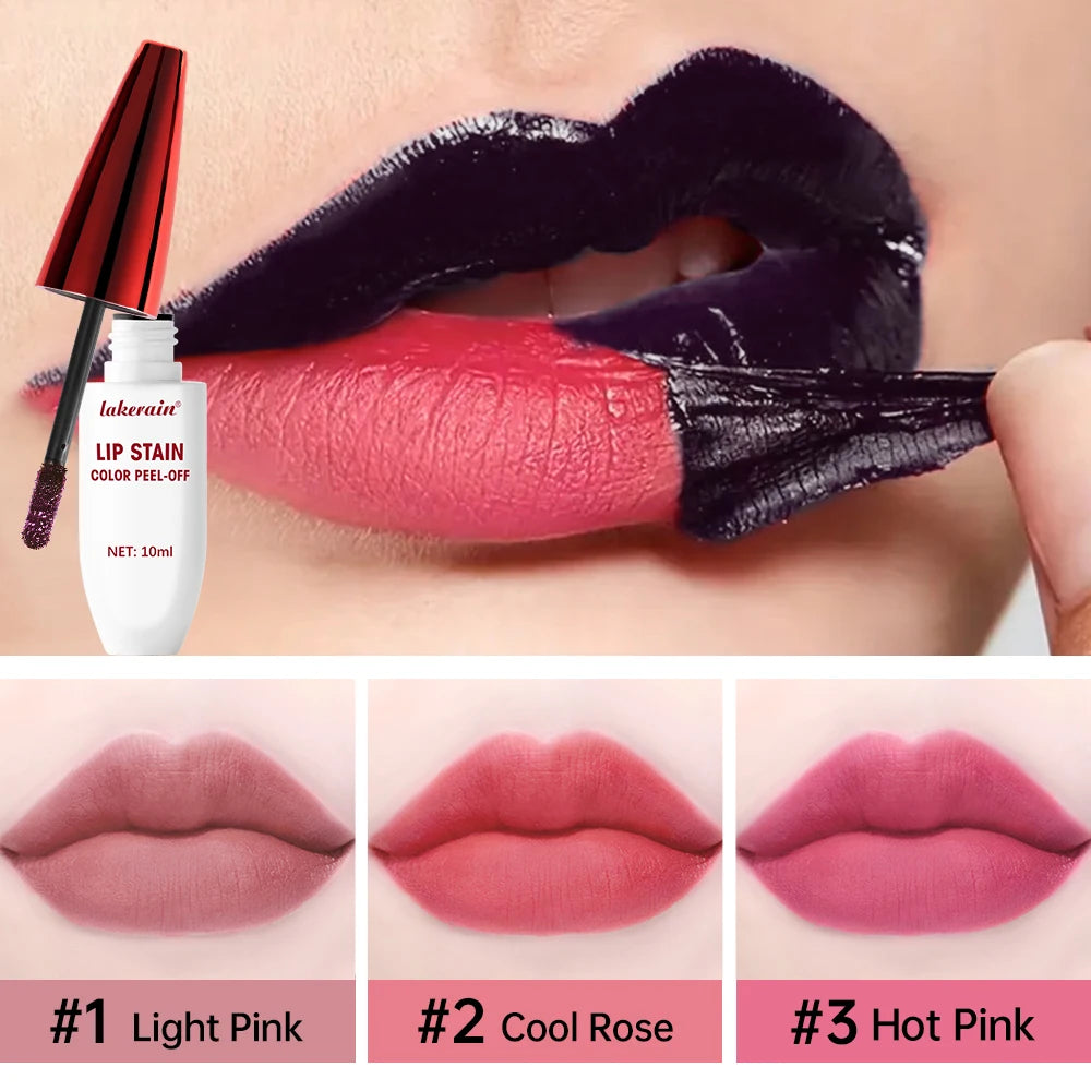Lakerain Peel-off Lip Gloss Matte Natural Mist Lip Tinted Waterproof Long Lasting Lipstick Makeup Tear Contour Stain Cosmetics