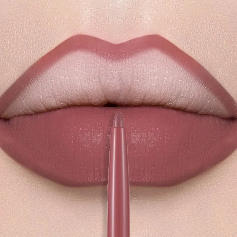 12 Colors Lip Liner Lipstick Pen Long-Lasting Waterproof Sweatproof Lip Contouring Pen Matte Velvet Non-fading Color Lips Makeup