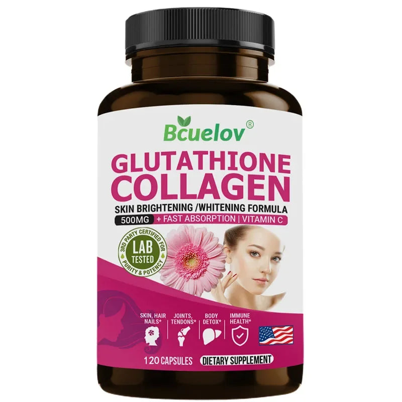 L-Glutathione 500mg Collagen Supplement Vitamin C Antioxidant Skin Brightening Whitening Skin Hair Nails Immune Brain Health