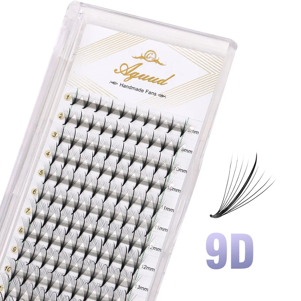 AGUUD 3D/5D/7D/9D Wispy Premade Fans Lash Extension Pointy Base Promade Spike Fans Cluster Eyelash Russian Volume Lash Extension