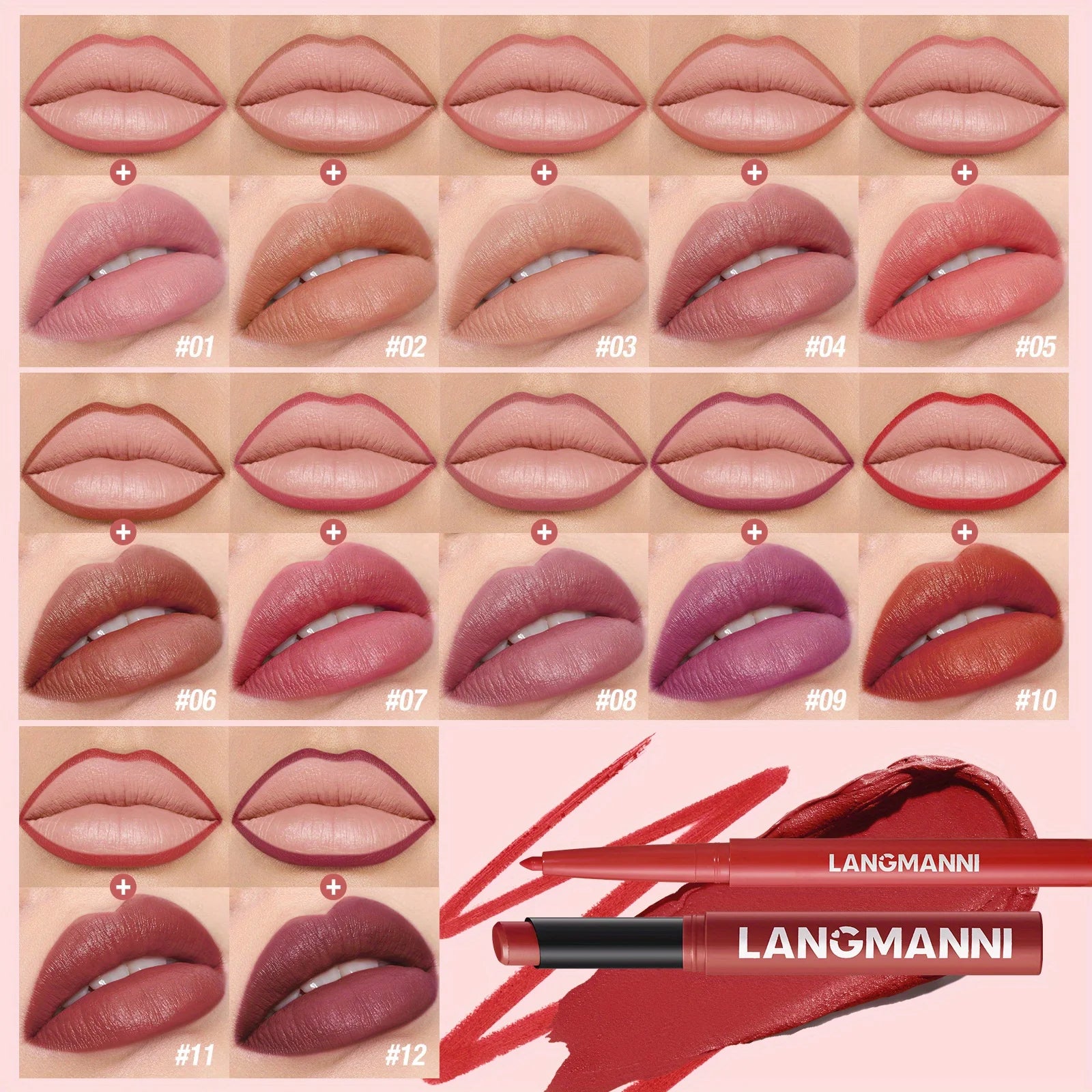 Oblique Rotating Matte Lipstick Lasting & Matte Lip Liner 2 Combination Set