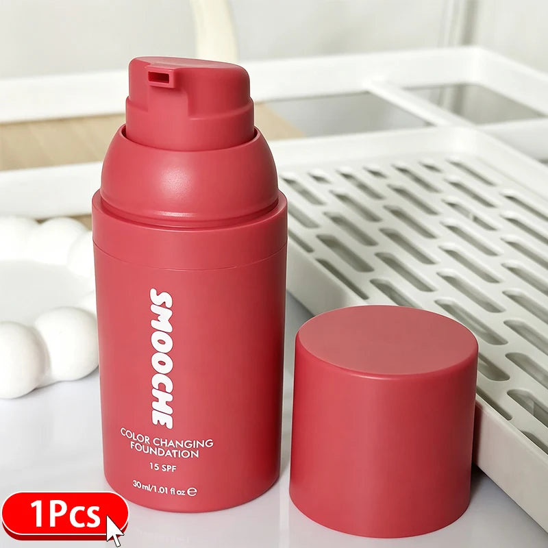 SMOOCHE Color Changing Foundation SPF15 Moisturize Waterproof Self Adjust Skin Tone Liquid Foundation Lightweight Nature Makeup
