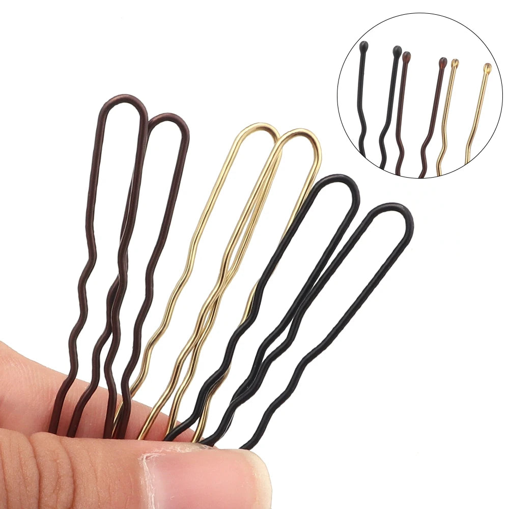 50pcs 5cm Hair Pins Metal U Shape Hairpins For Women Girls Headpiece Wedding Bride Head Jewelry Decor Headwear Hair Accessories