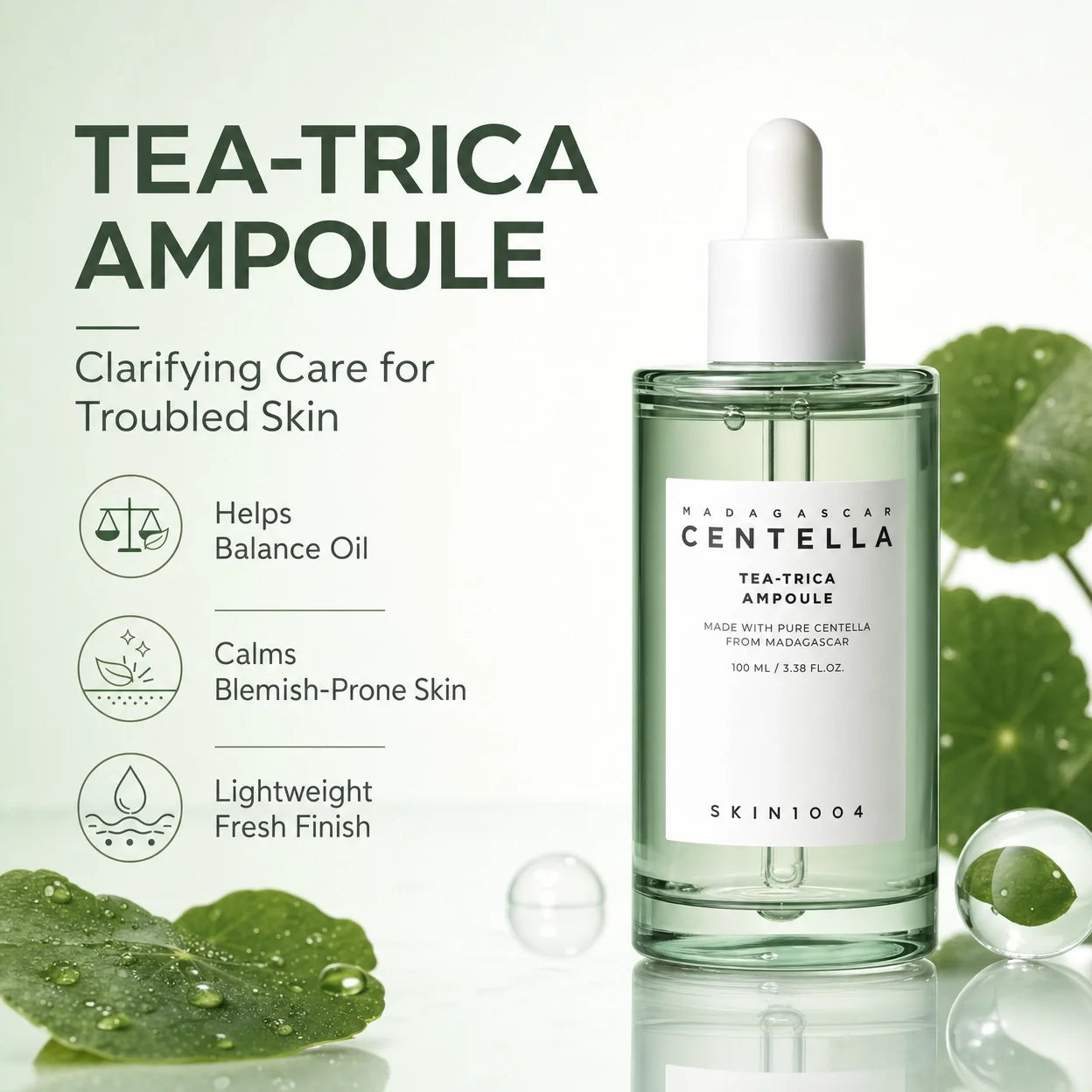 Korean Centella Ampoule Essence,Brightening Calming and Repairing Pores Smoothing Face Moisturize Serum Daily Face Care Products