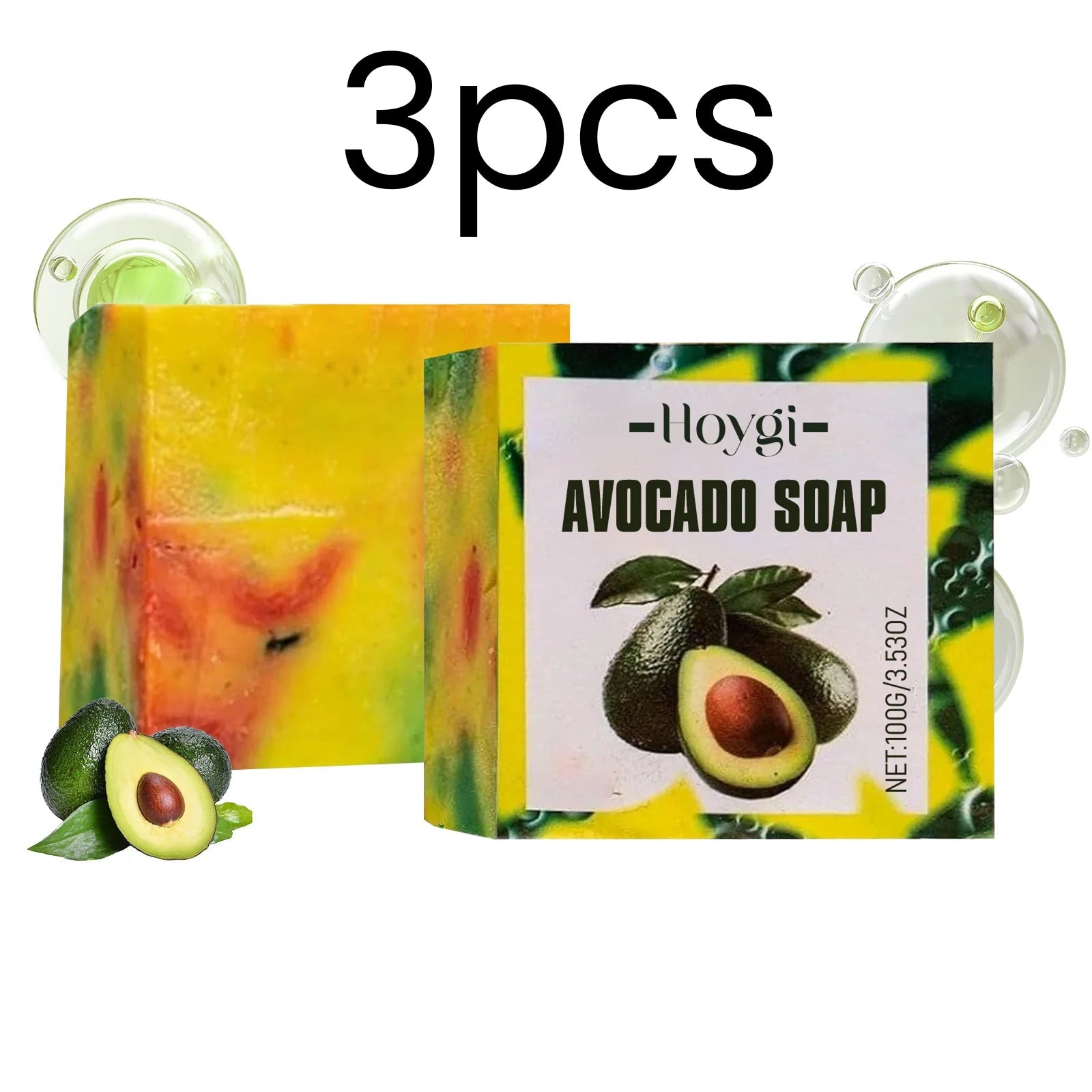 Hoygi Avocado Soap Even Skin Tone Brightening Skin Nourishing Moisture Lock Softening Skin Repairing Natural Handmade Soap 100g